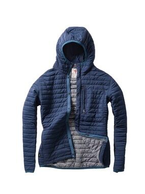 Relwen Quilted Win Zip Hoodie Jacket in Navy Blue, Size L